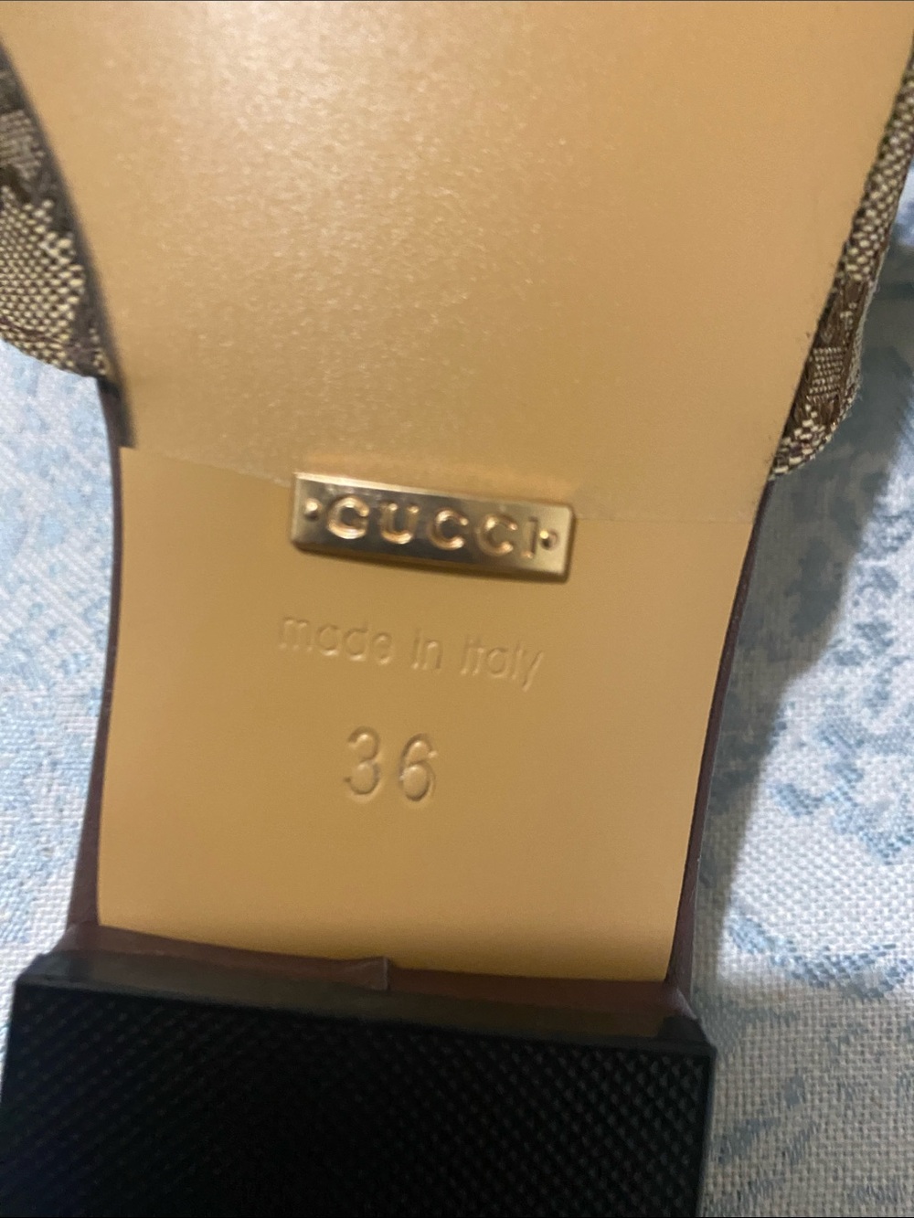 Gucci Brown GG Canvas & Leather Slide Mules with Gold Double G - Picture 5 of 12